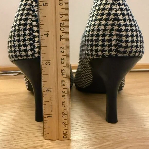 Comfort Plus Heels Size 8W Black White Houndstooth Pointed Toe Pumps - Picture 10 of 10